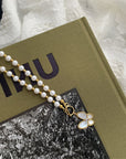 Vintage French Pearl Butterfly Pendant Necklace Clavicle Chain