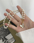 Vintage French Pearl Butterfly Pendant Necklace Clavicle Chain