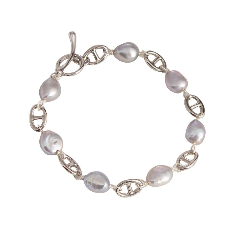 Natural Freshwater Gray Baroque Pig Nose Pearl Necklace